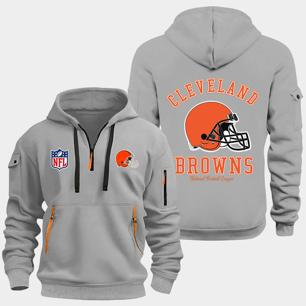 Cleveland Browns Grey Quarter Zip Hoodie