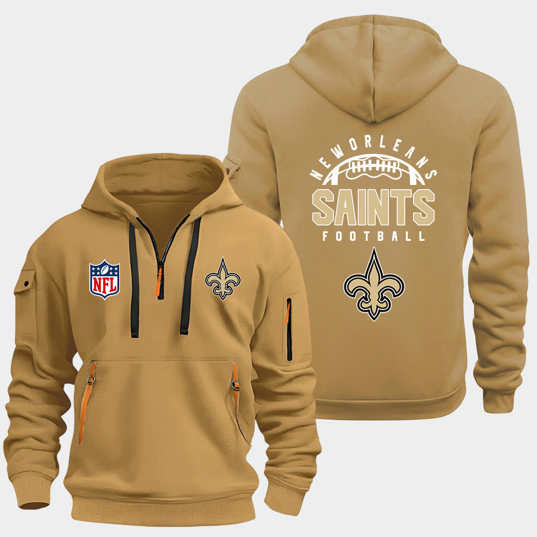 New Orleans Saints Gold Quarter Zip Hoodie