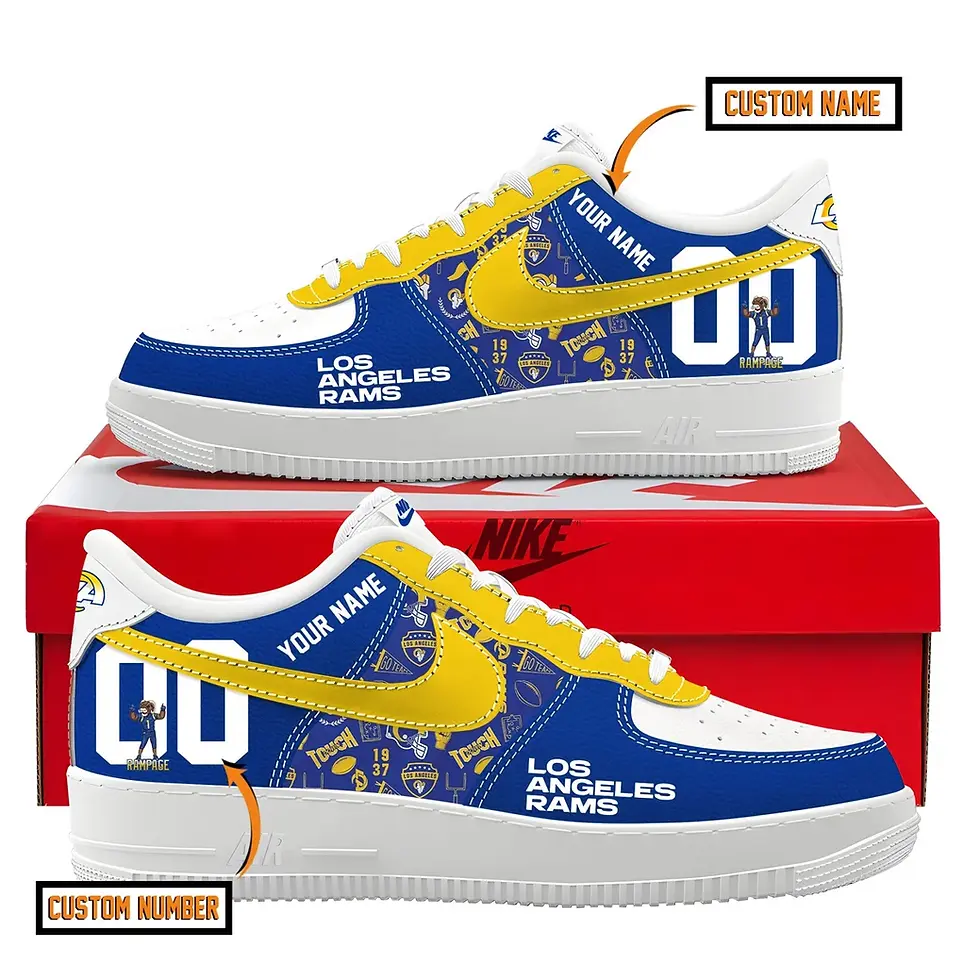 Thumbnail: Los Angeles Rams Custom Air Force 1 - Air Jordan 1 Shoes Sneaker