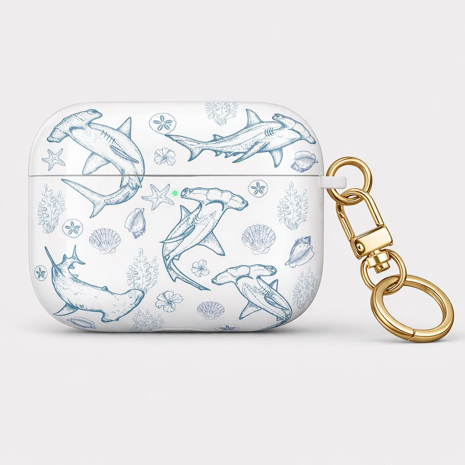 NEW Hammerhead Shark Coral Reef AirPods Gen 1 2 3 4: Beige Blue Ocean Design, Sh