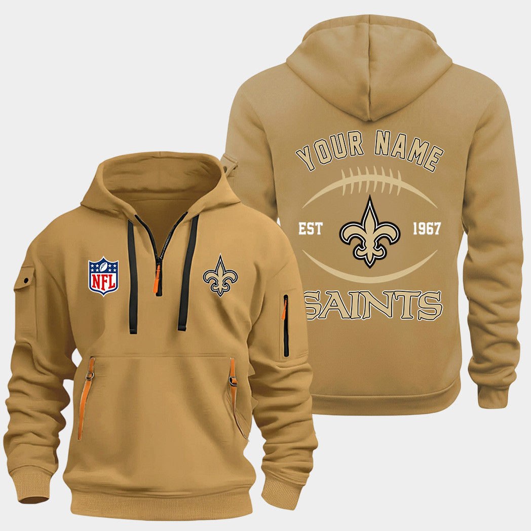 New Orleans Saints Gold Quarter Zip Hoodie
