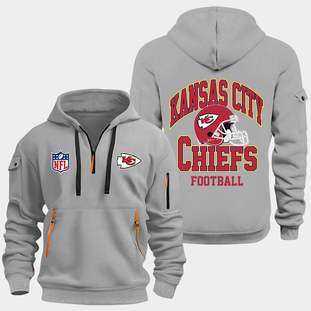 Kansas City Chiefs Grey Quarter Zip Hoodie