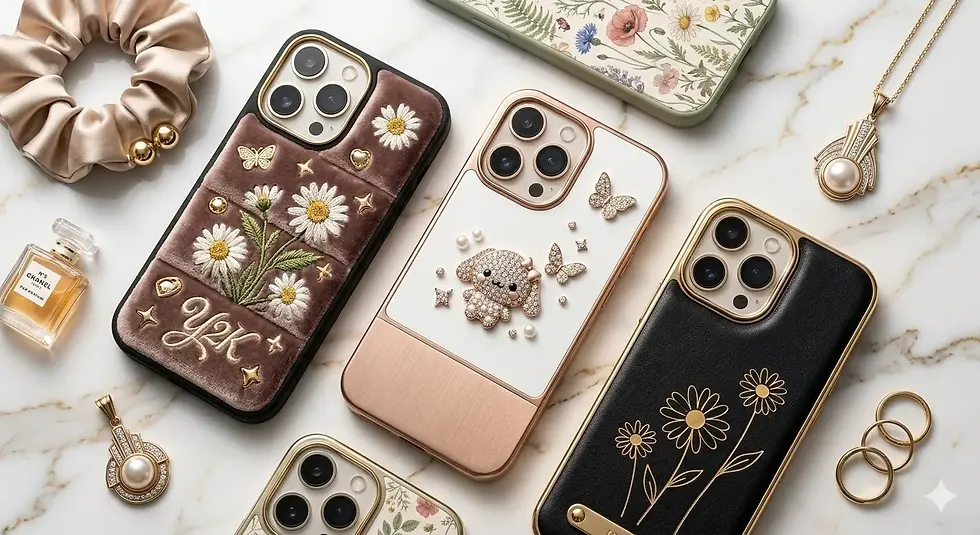 Floral phone case with botanical flower artwork and cottagecore aesthetic