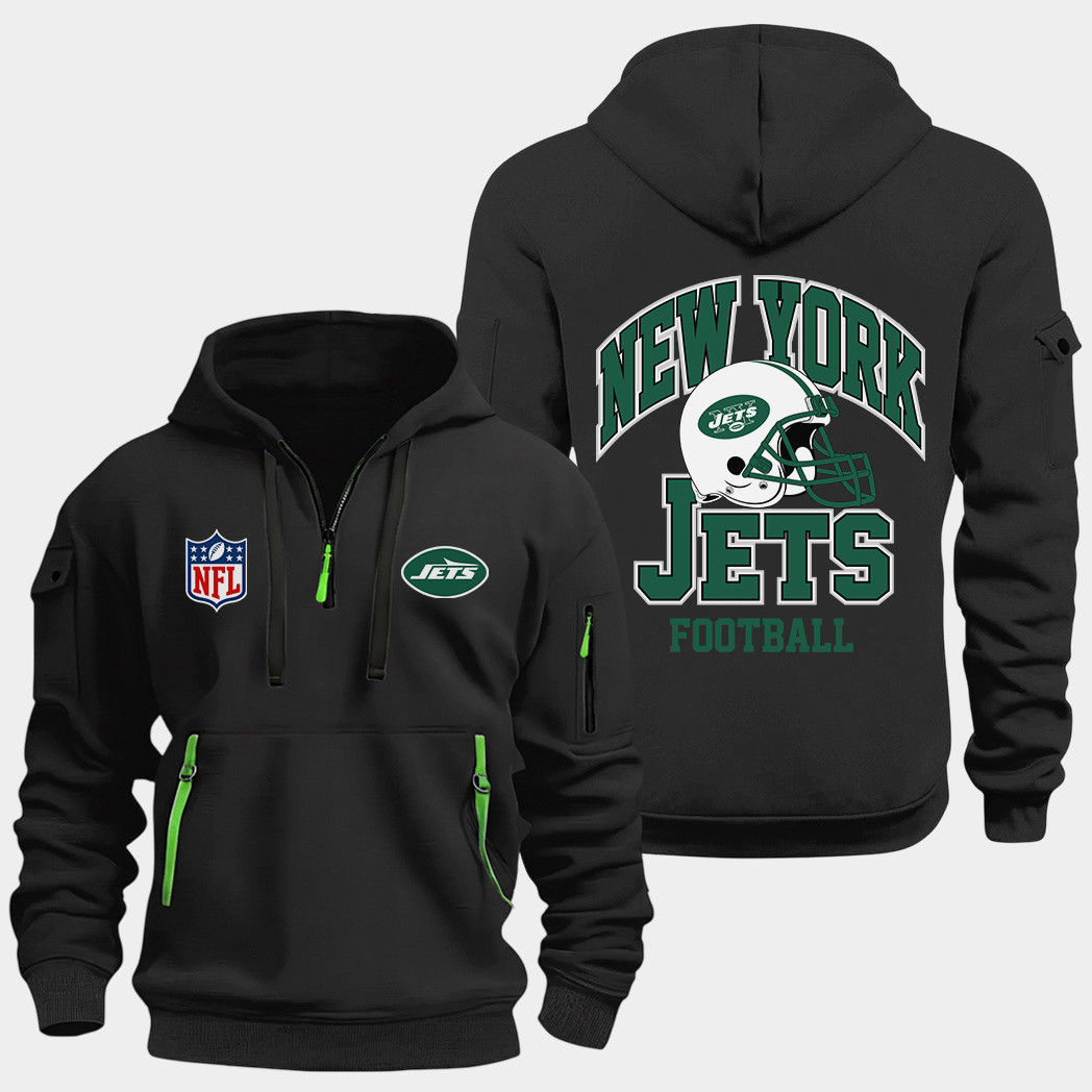 New York Jets Black Quarter Zip Hoodie