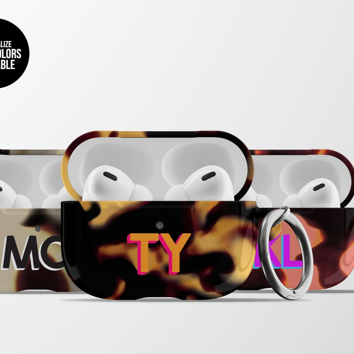 Monogram Tortoise AirPods Case | Personalized Initial Hard Shell Earbud Case Cov
