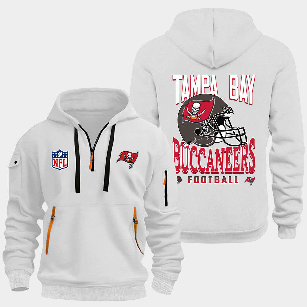 Tampa Bay Buccaneers White Quarter Zip Hoodie