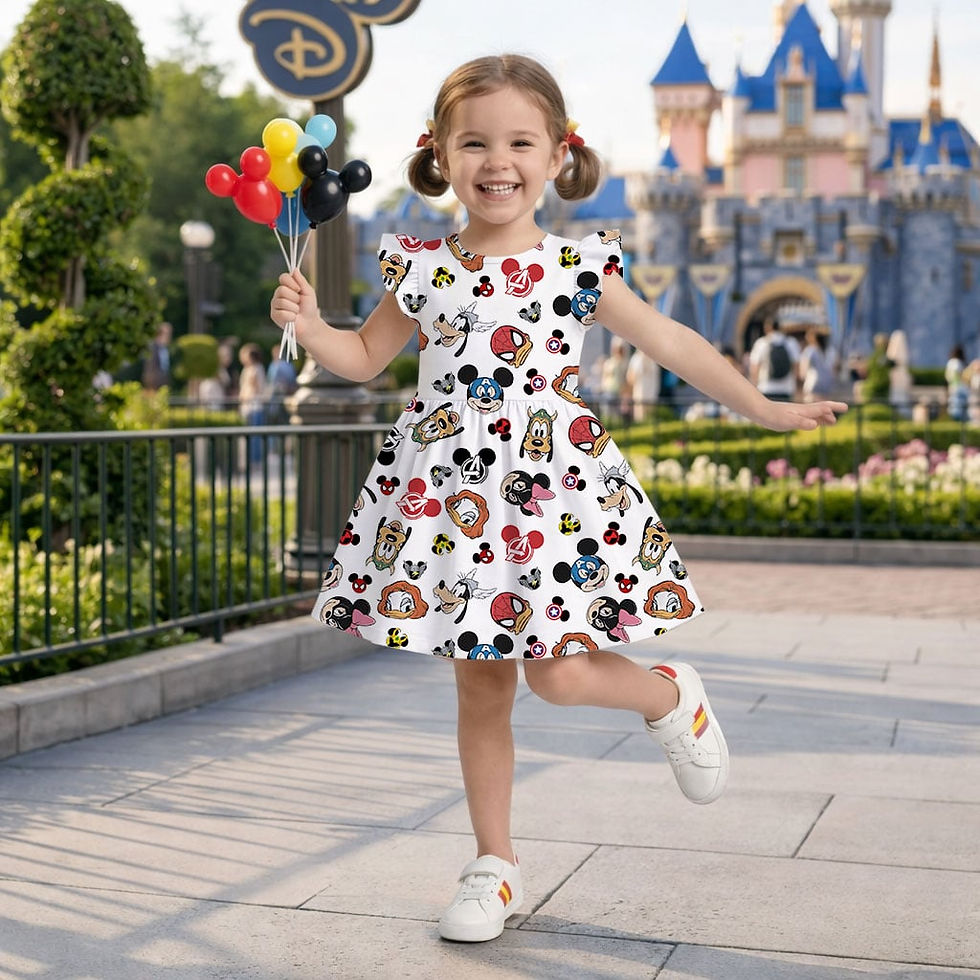 Thumbnail: Mouse Avengers Pattern Outfit, Mama Mini Family Matching Dress