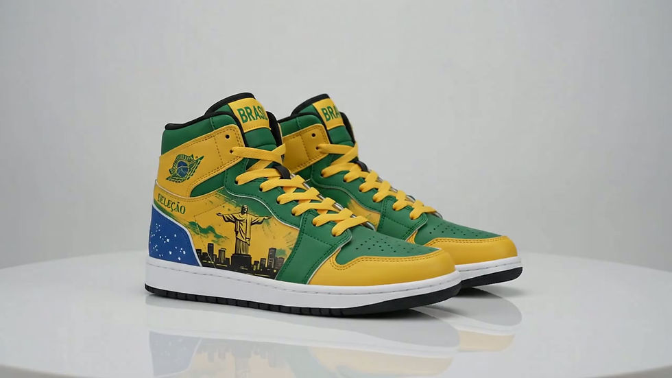 Thumbnail: Brazil Soccer Shoes, Brasil Flag High Top Sneakers for Men and Women