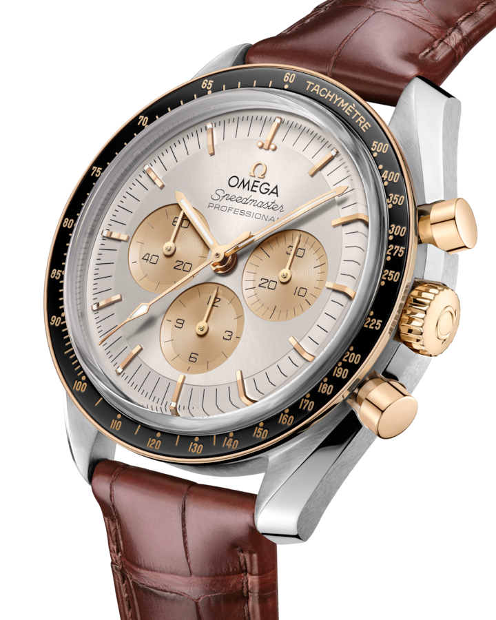 Thumbnail: Omega Speedmaster Moonwatch Professional, steel Moonshine™ gold on alligator
