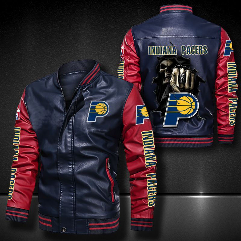 Thumbnail: Indiana Pacers Leather Varsity Jacket Bomber Coat
