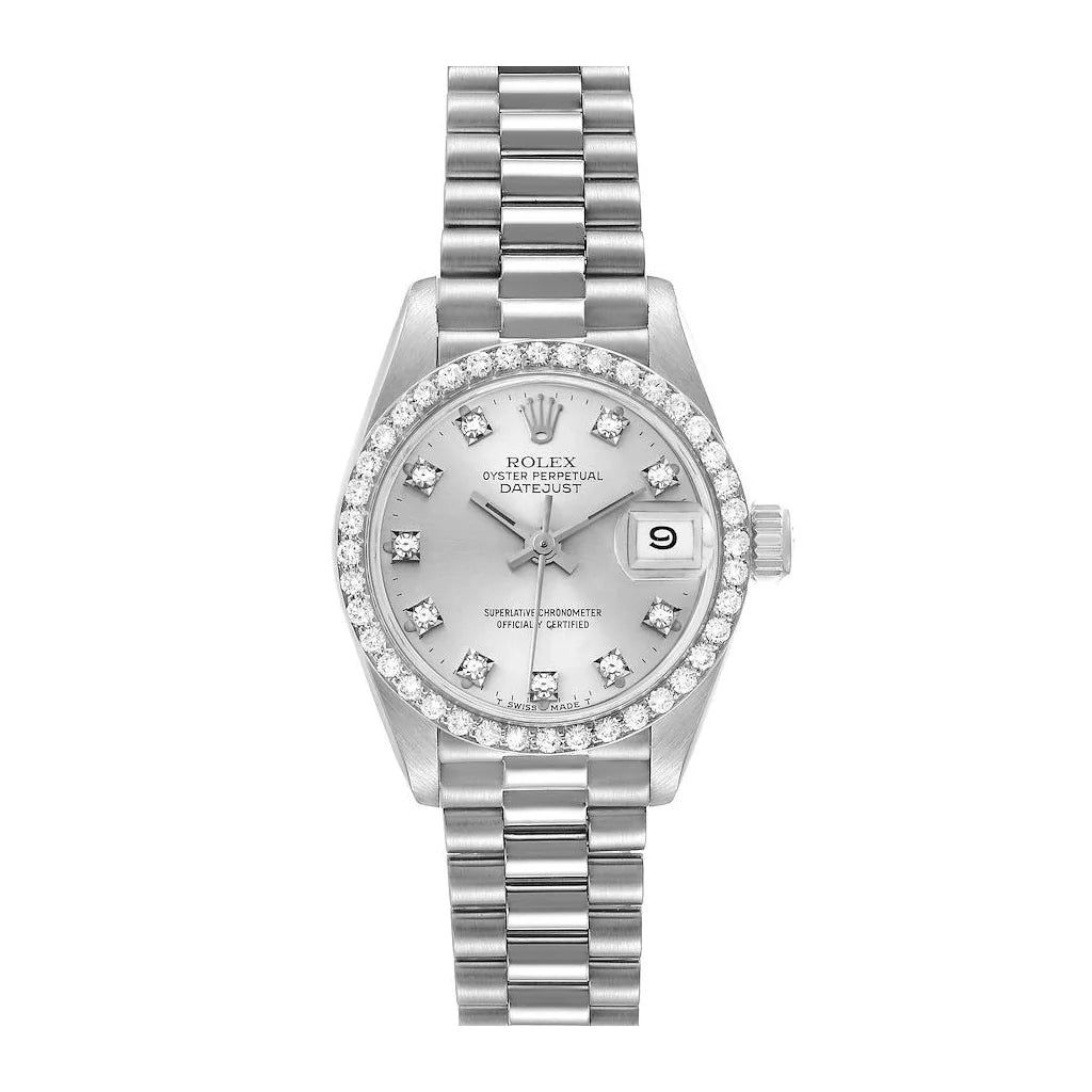Rolex Elegant Automatic Ladies Watch With Diamond Bezel And President