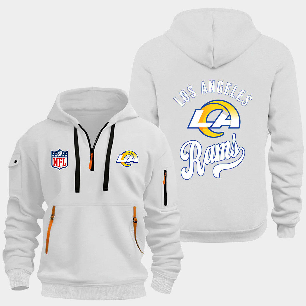 Los Angeles Rams White Quarter Zip Hoodie