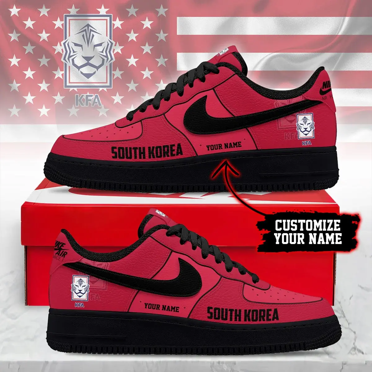 South Korea Premium WC26 Soccer Fan Custom Air Force 1 Sneakers