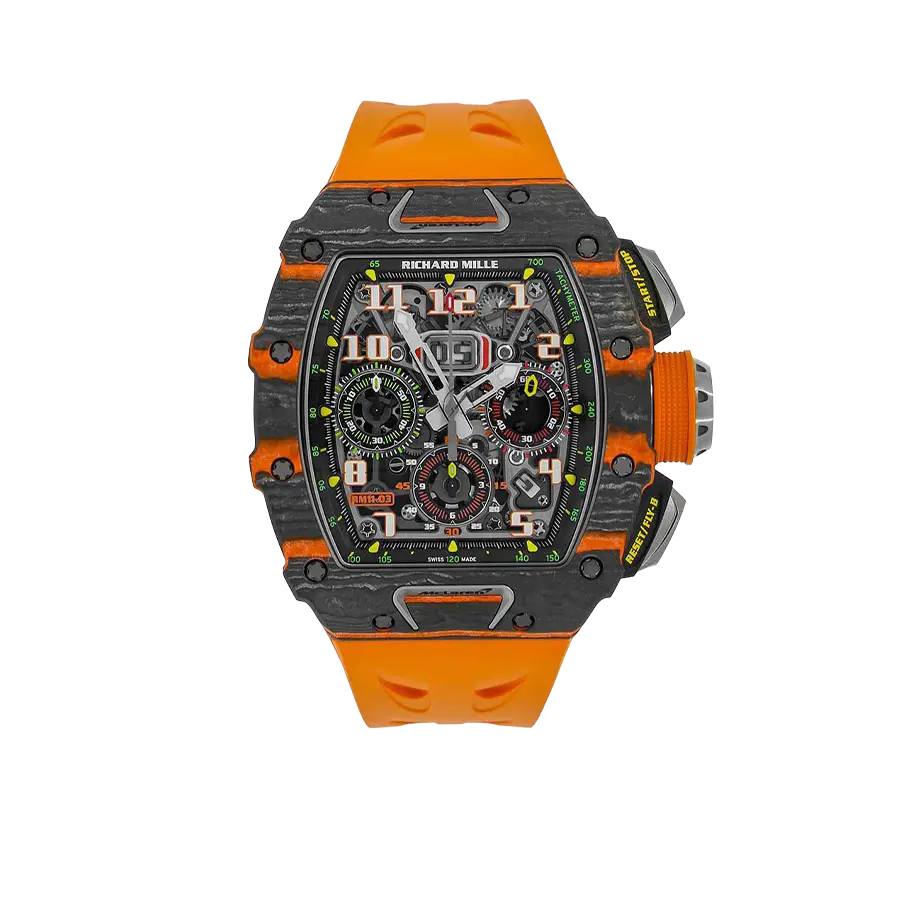 Richard Mille RM 11-03 McLaren Carbon TPT, Skeleton Dial, Orange Strap, 50 mm