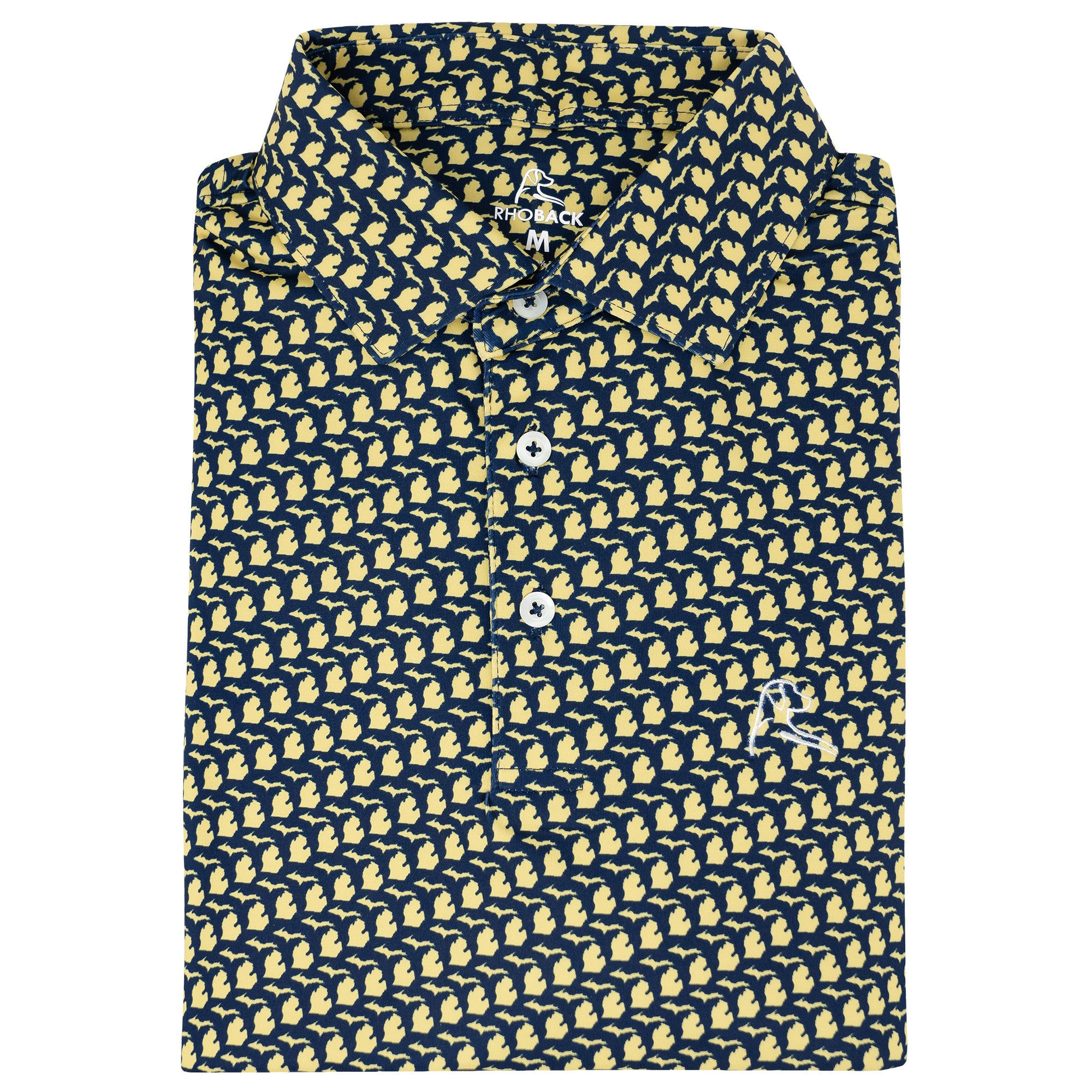 Rhoback The Mitten Short Sleeve Performance Polo - Lemon Yellow/Admiral Navy