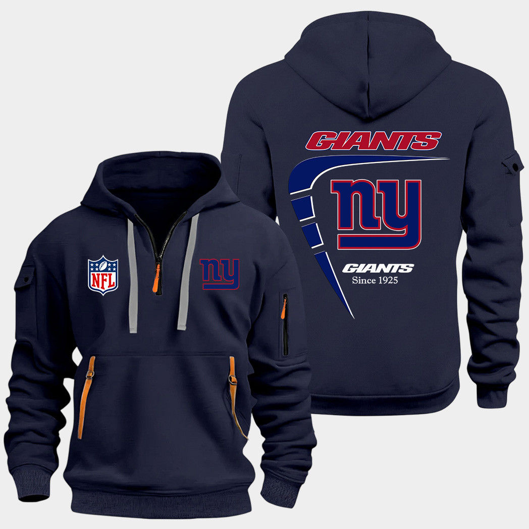 New York Giants Navy Quarter Zip Hoodie