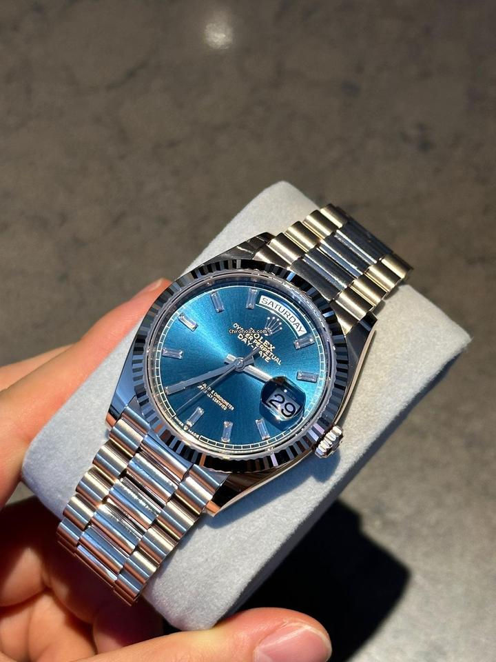 Thumbnail: Rolex Blue The Day-Date 36 Blue Baguette Dial