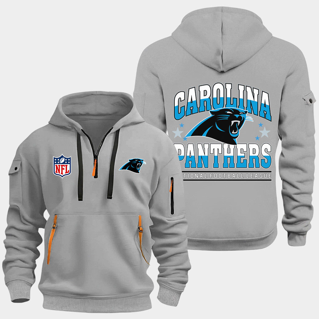 Carolina Panthers Grey Quarter Zip Hoodie