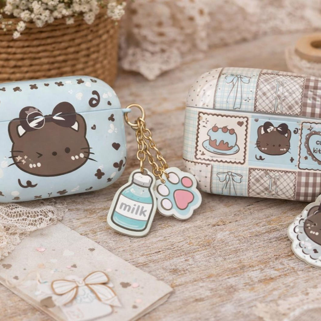 Cute Kitten AirPods Case, Kawaii Cat AirPods Gen 1 2 3 4 Pro Cover, Aesthetic Cu