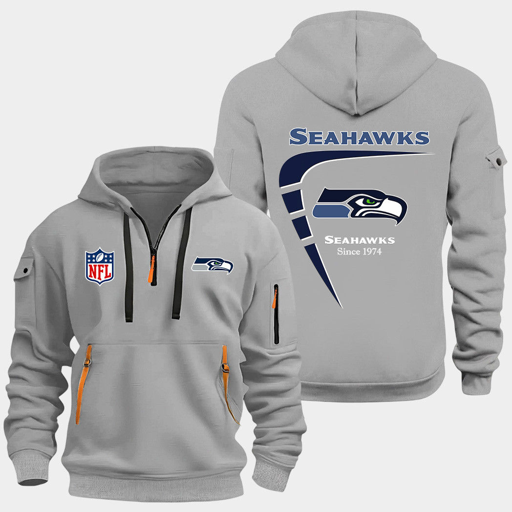 Seattle Seahawks Grey Quarter Zip Hoodie