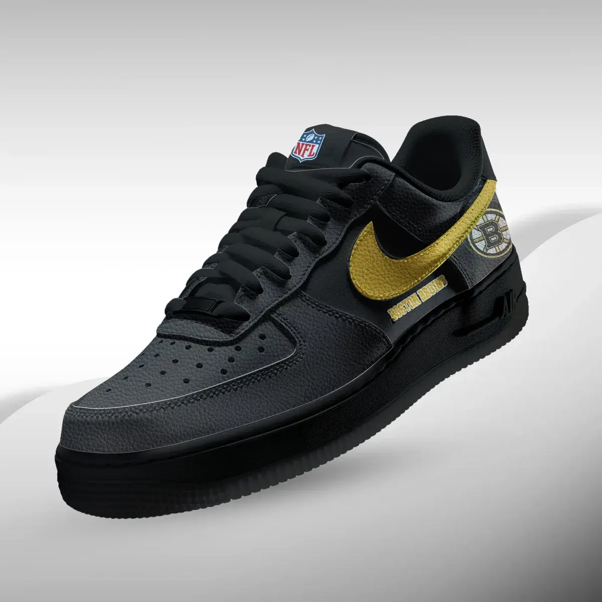 Boston Bruins Premium NHL Teams Black Custom Air Force 1 Sneakers