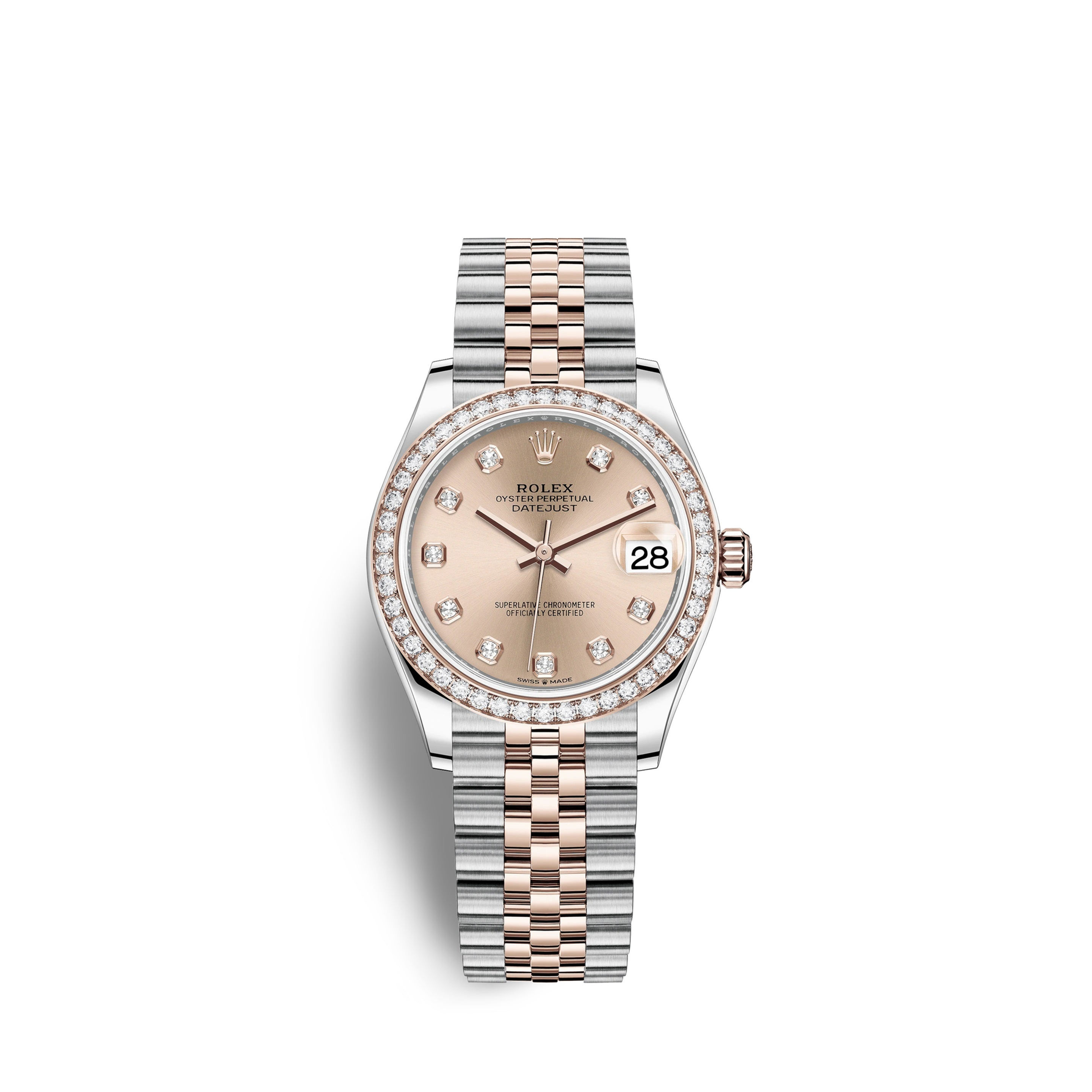 Rolex Datejust 31, Oystersteel, Everose Gold & diamonds Ref# 278381RBR-0024