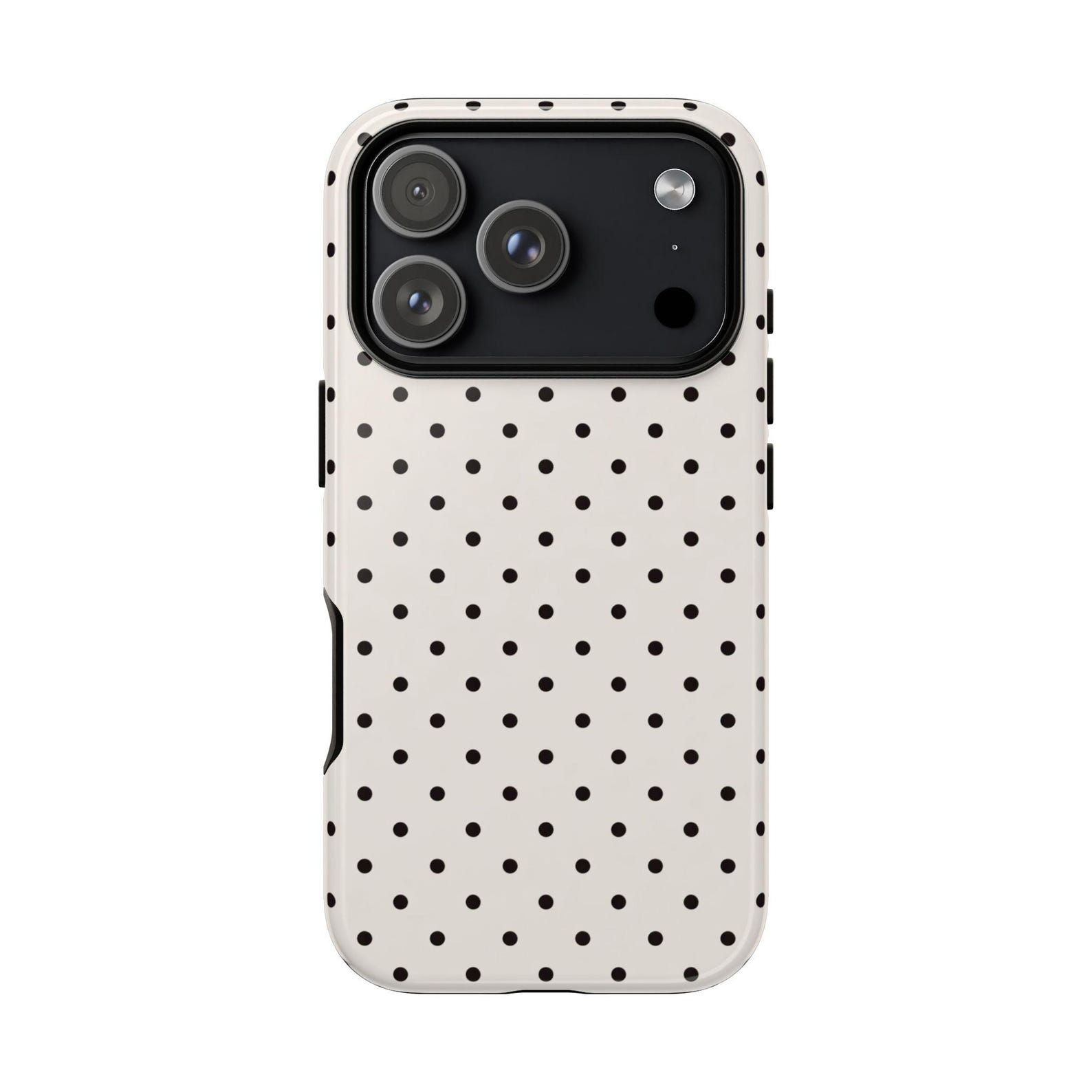 Off-White Polka Dot Phone Case, iPhone 17, Trendy Aesthetic Protective Cover for