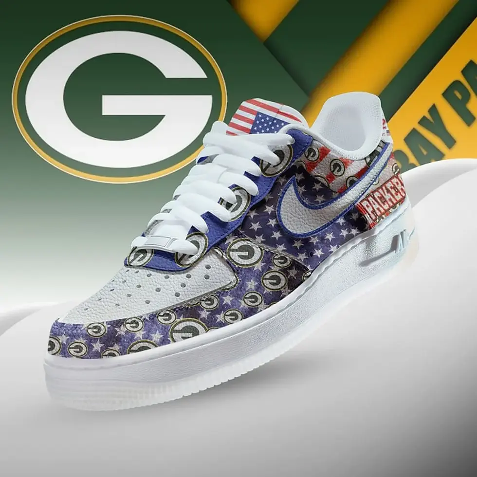 Thumbnail: Green Bay Packers Premium NFL 250 Years Of America Custom Air Force 1 Sneakers