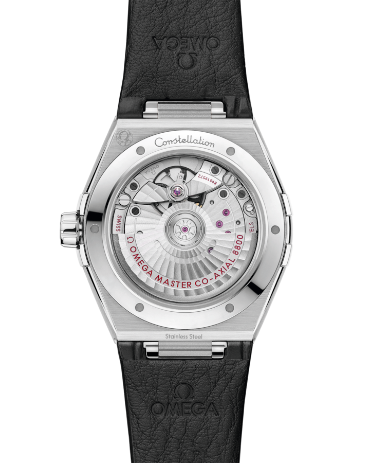 Thumbnail: Omega Constellation 39 mm, steel on leather strap, Black Dial