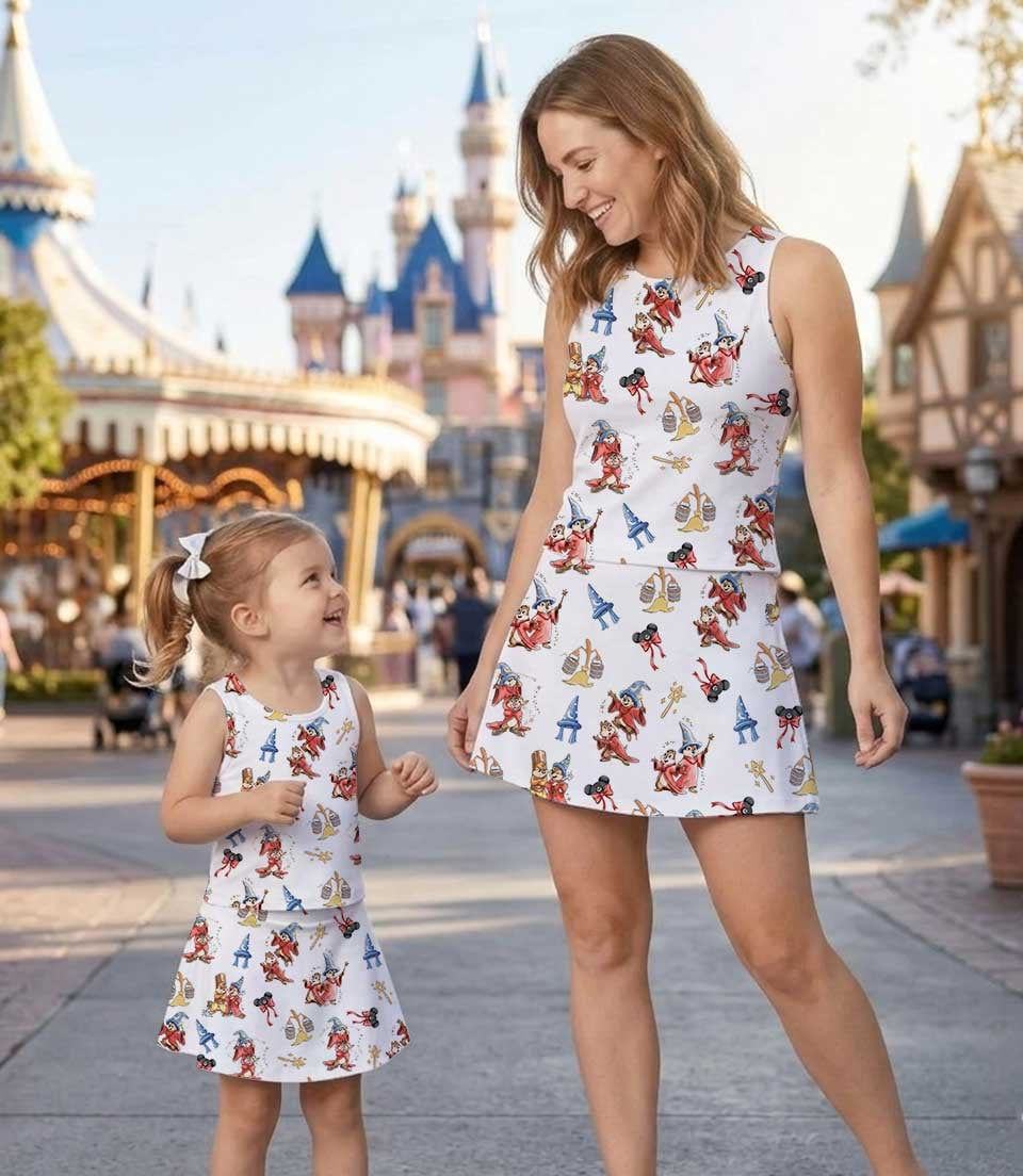 Thumbnail: Fantasia Sorcerer Mouse Magical Theme Park Vacation Outfit, Mom and Me Dress Set