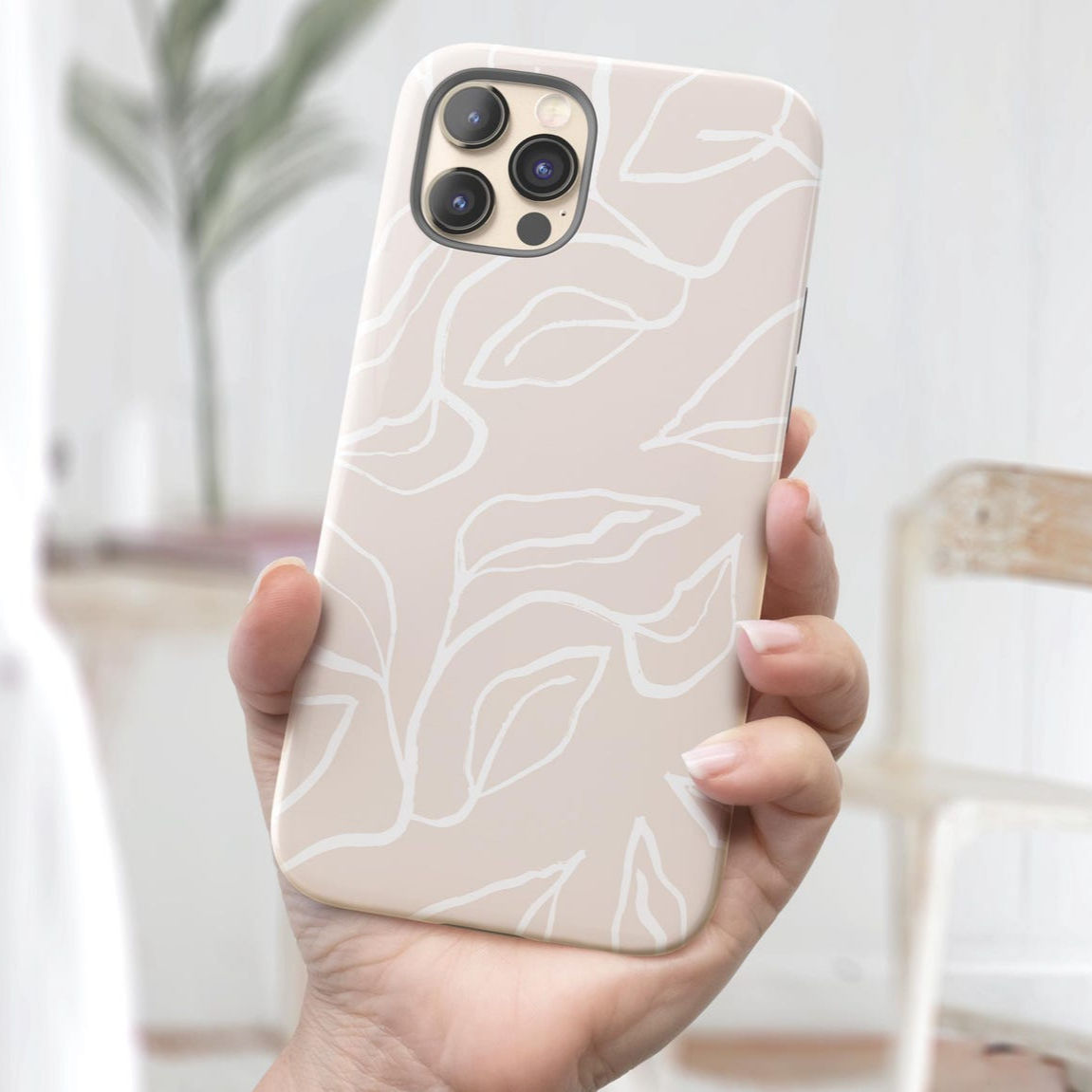 Beige iPhone Case iPhone 16 Pro Max Case Leaf Illustration P Beige 16 Pro #2