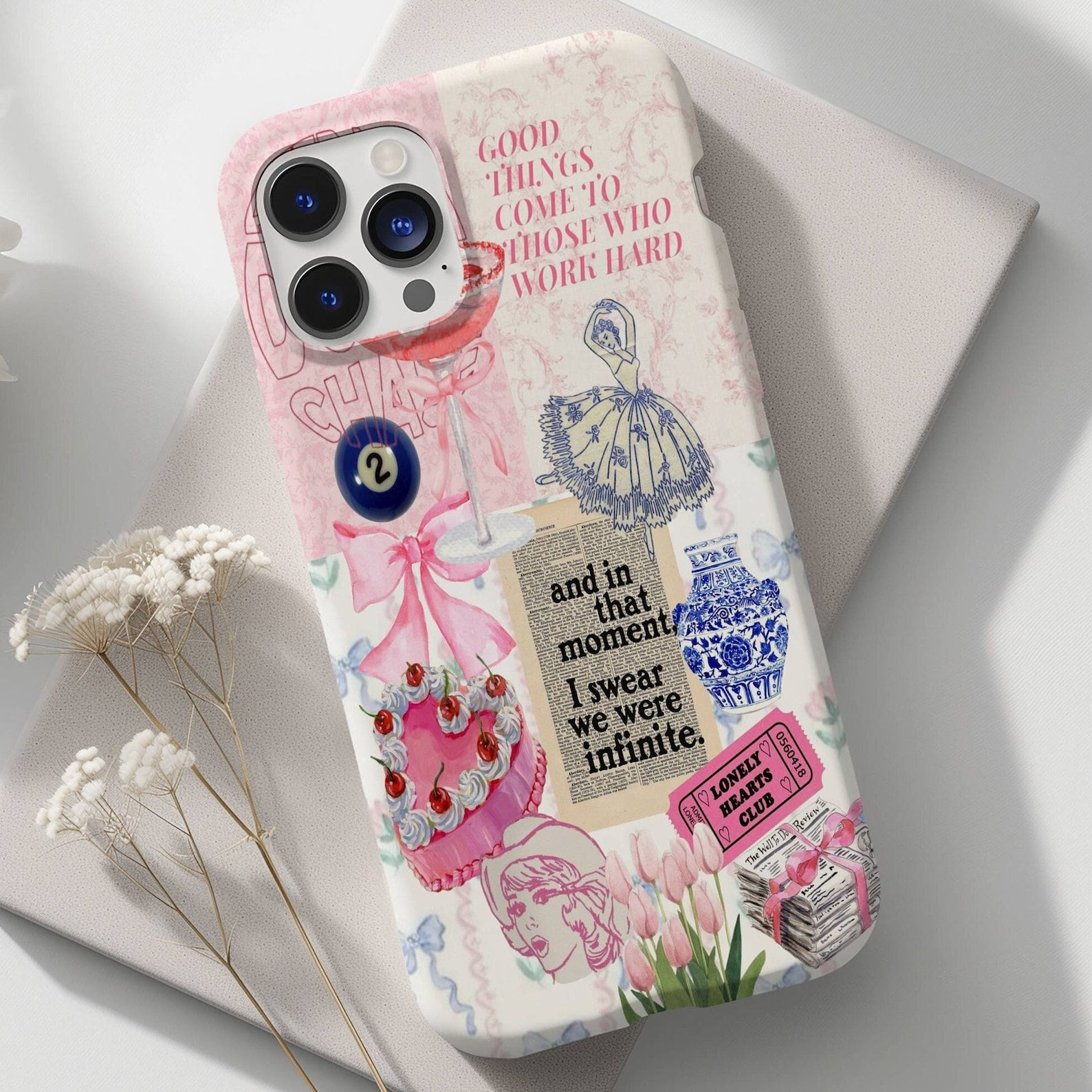 Classy Coquette Collage Phone Case, Trendy Phone Case, Gift for Her, Preppy Girl