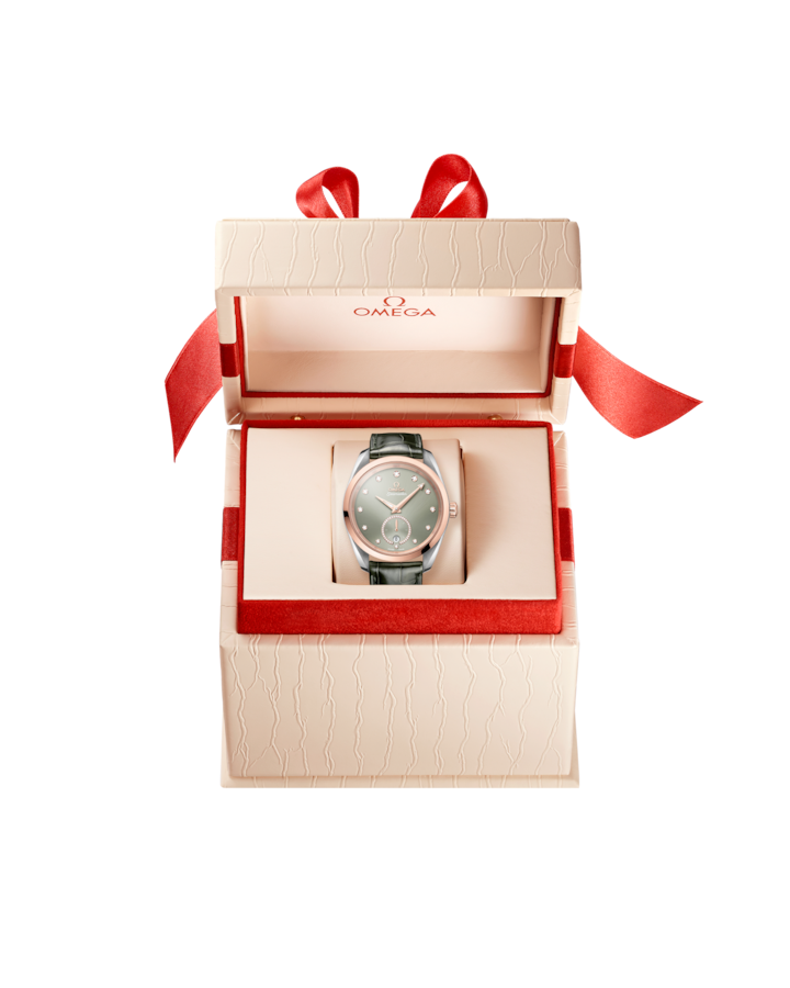 Thumbnail: Omega Seamaster Aqua Terra 150M 38 mm, steel ‑ Sedna™ gold leather, Green Dial