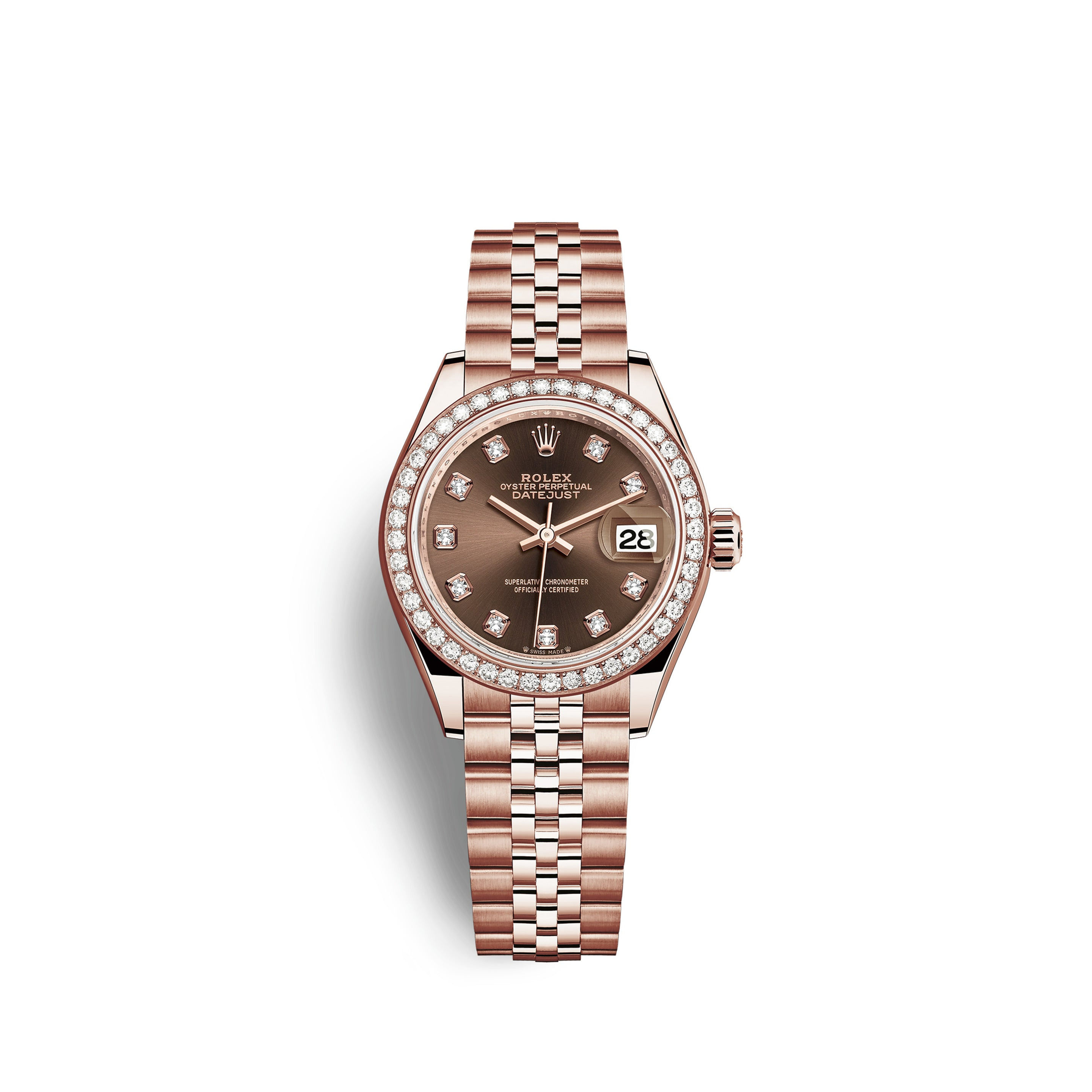 Rolex Lady-Datejust 28, 18kt Everose Gold and diamonds Ref# 279135RBR-0018