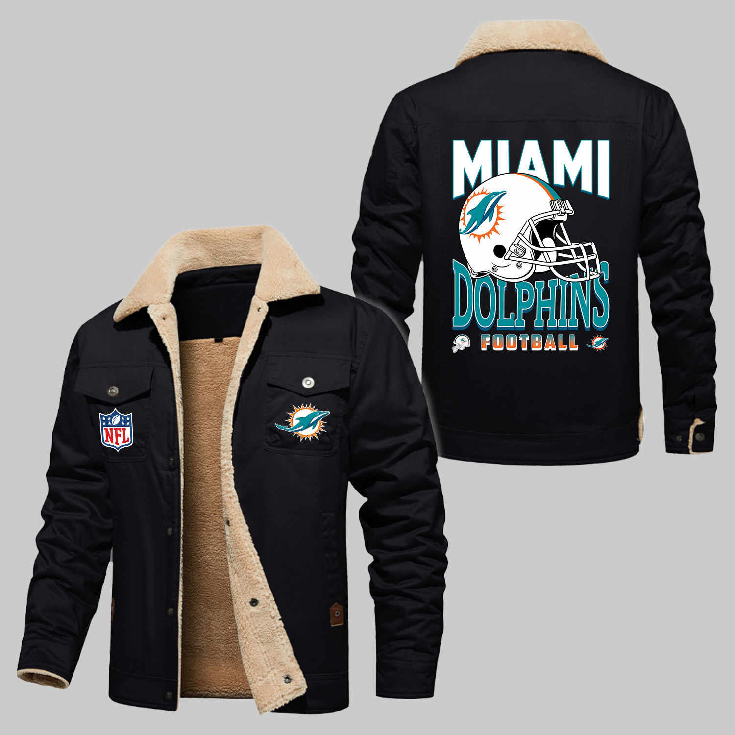 Miami Dolphins NFL Team Logo American Football Helmet Pattern Black 2D Stand Col