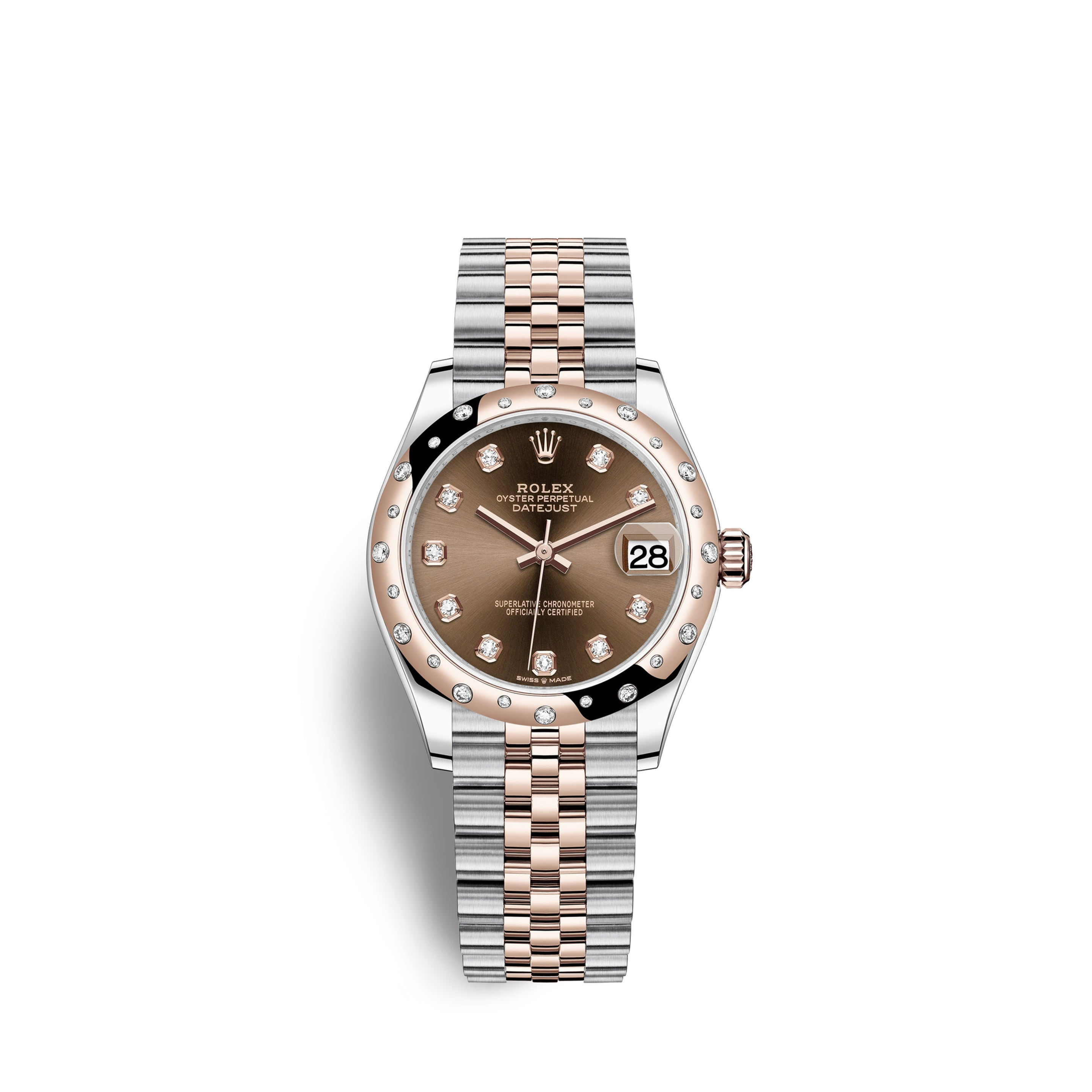 Rolex Datejust 31, Oystersteel, Everose Gold & diamonds Ref# 278341RBR-0028