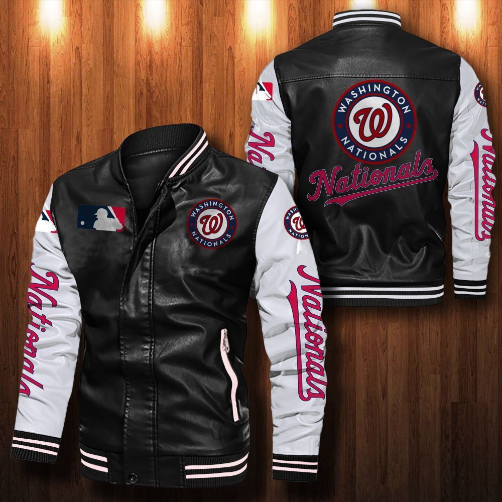 Leather Bomber Jacket 075 Washington Nationals