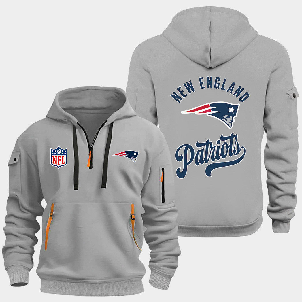 New England Patriots Grey Quarter Zip Hoodie