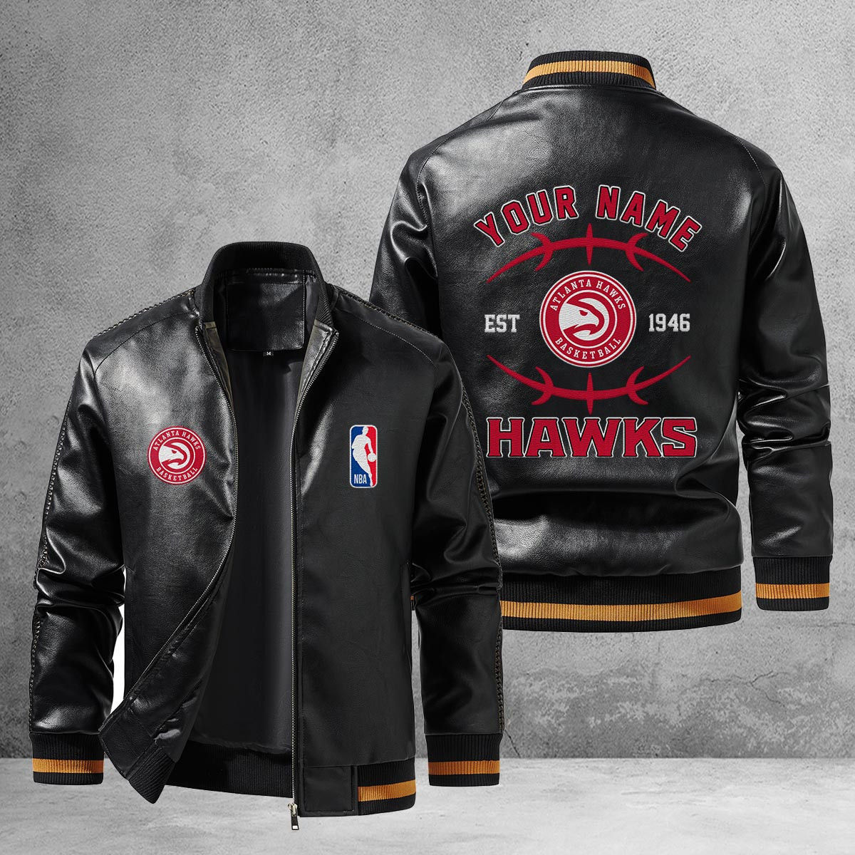 Atlanta Hawks Leather Bomber Jacket