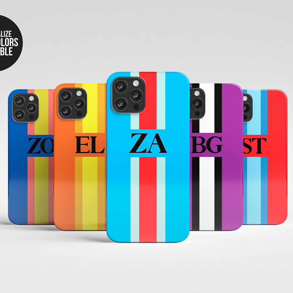 Thumbnail: Personalized Striped Monogram Phone Case | Custom Initial St Striped Monogra [4]