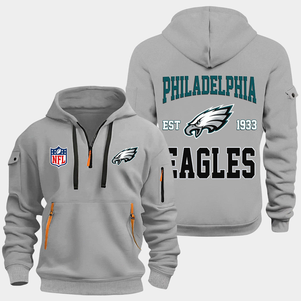 Philadelphia Eagles Grey Quarter Zip Hoodie
