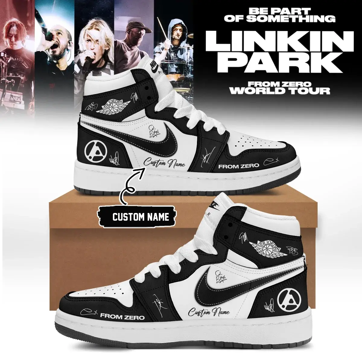 Linkin Park From Zero World Tour Signed Custom Air Jordan 1 High Sneakers