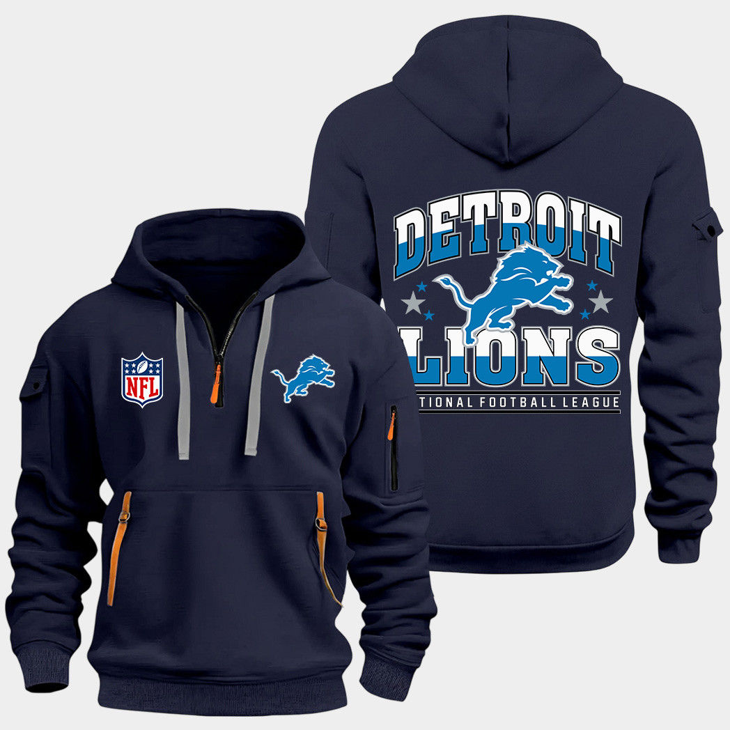 Detroit Lions Navy Quarter Zip Hoodie