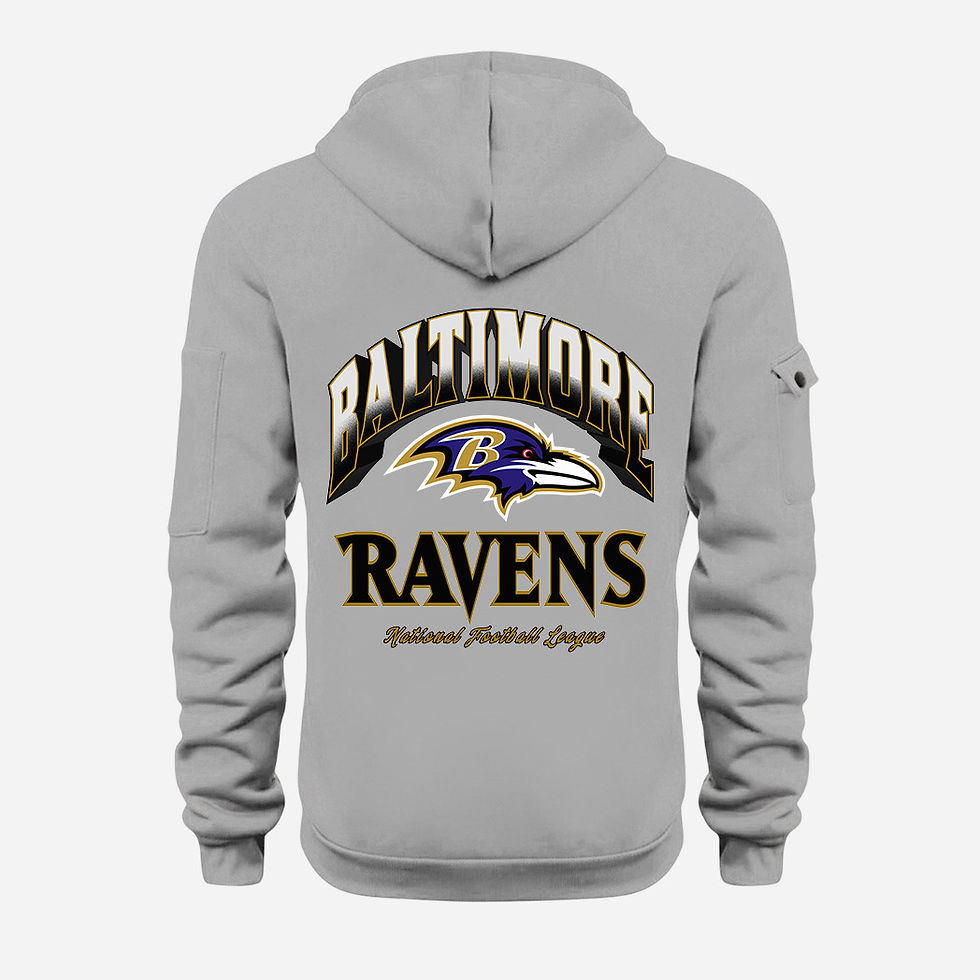 Thumbnail: Baltimore Ravens Grey Quarter Zip Hoodie