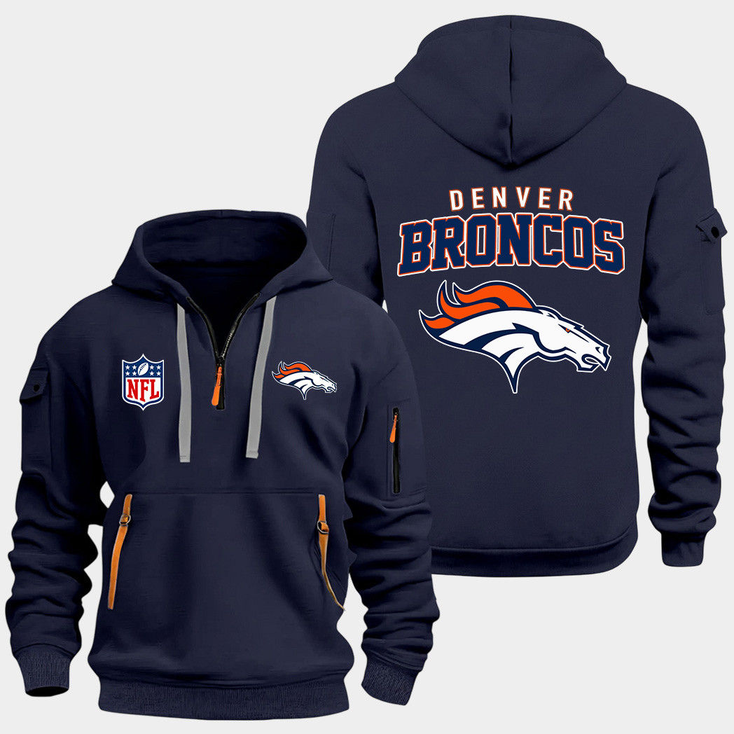 Denver Broncos Navy Quarter Zip Hoodie
