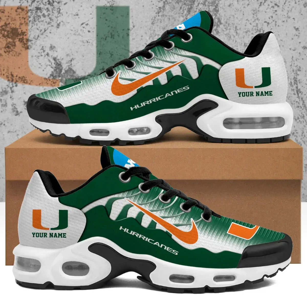 Miami Hurricanes Custom Air-Style Sneakers V.4