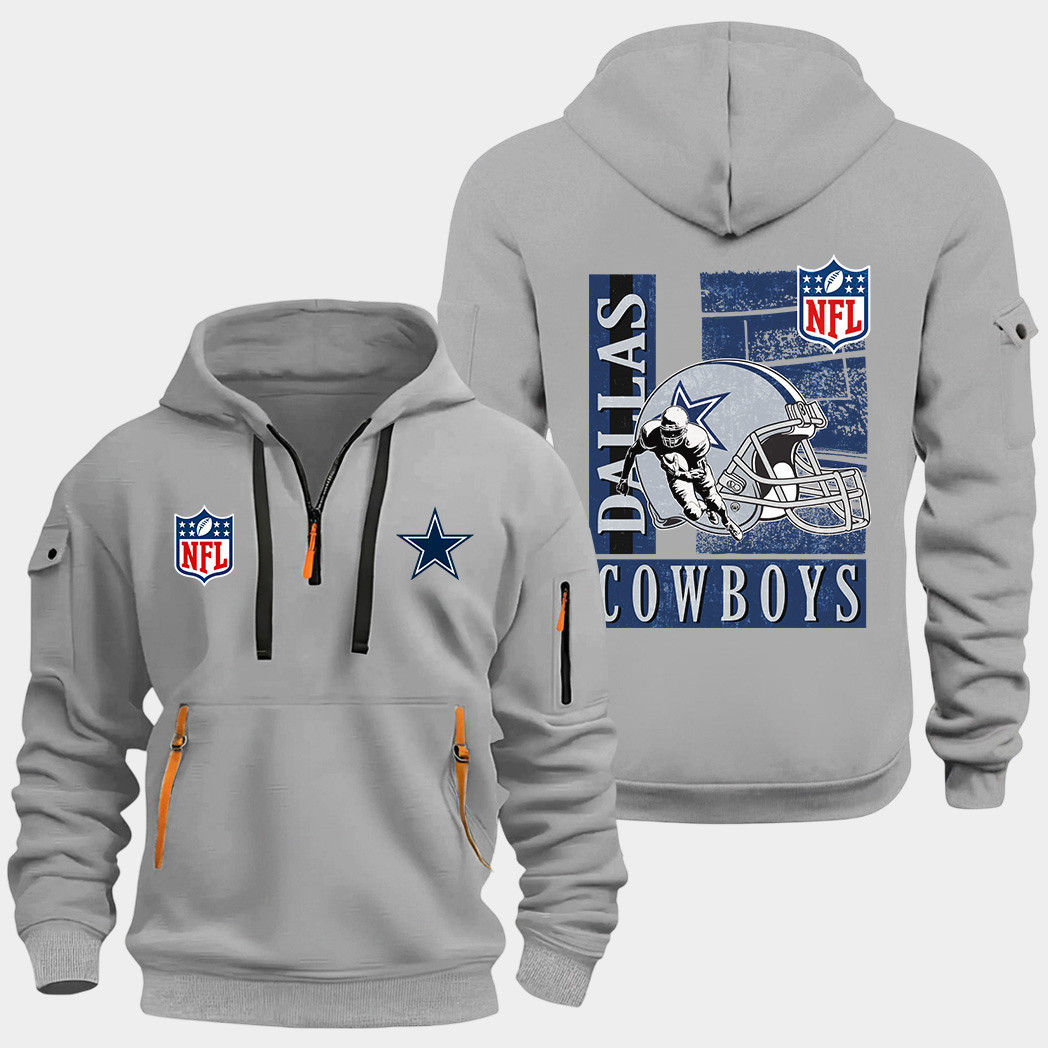 Dallas Cowboys Grey Quarter Zip Hoodie