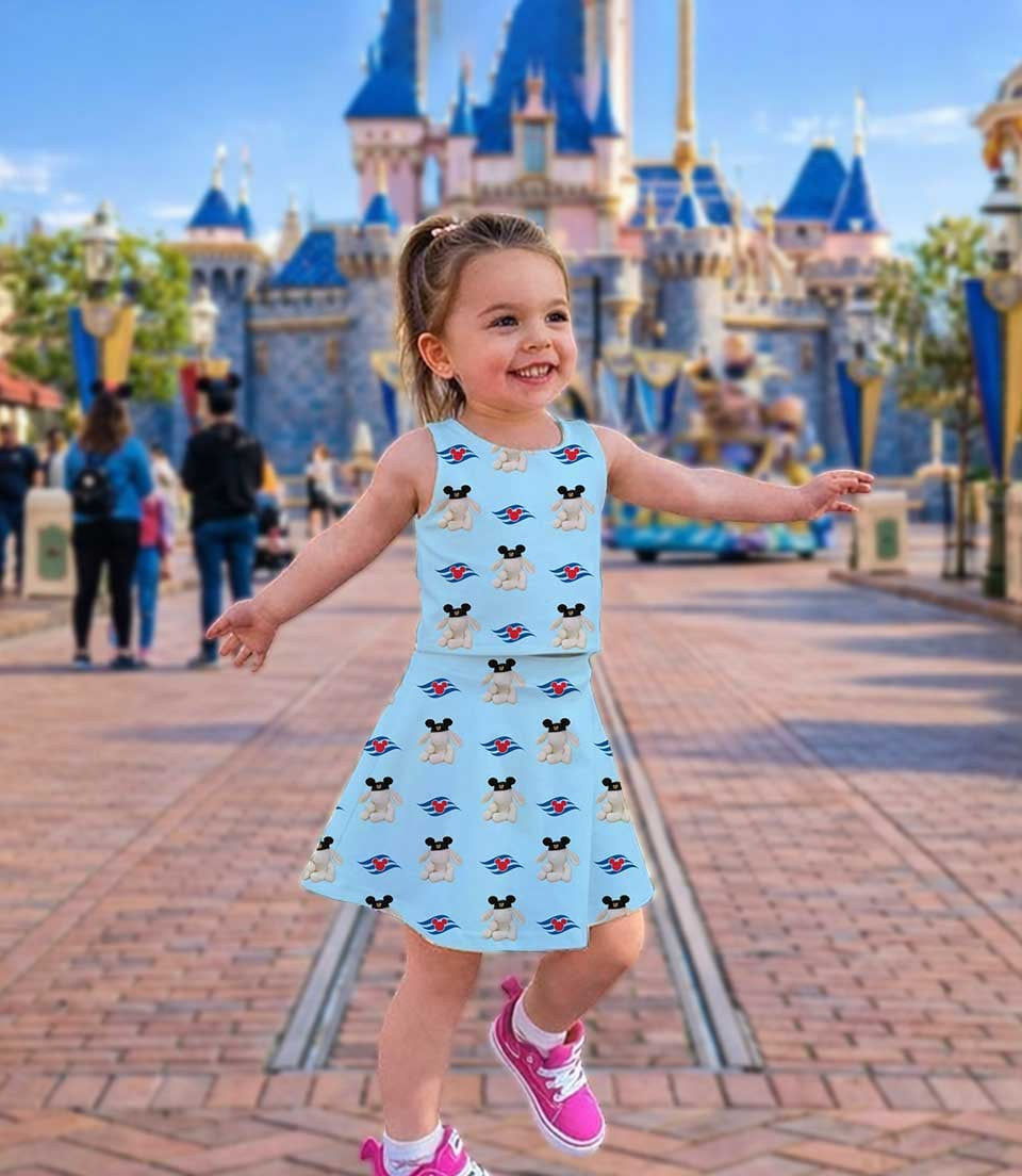 Thumbnail: Cruise Mouse Nautical Minnie Bow Vacation Outfit, Dress Set