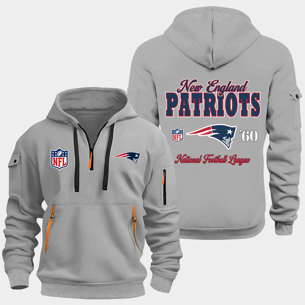 New England Patriots Grey Quarter Zip Hoodie