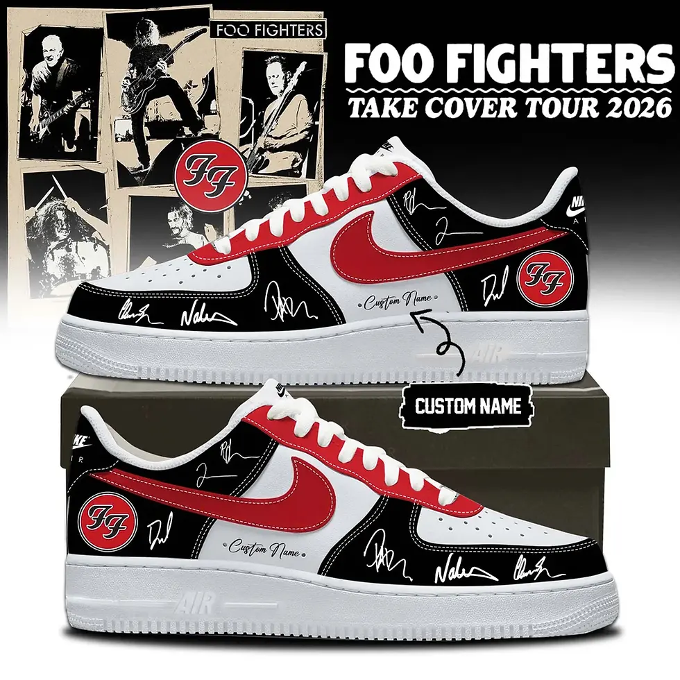 Thumbnail: Foo Fighters 'Take Cover Tour ' Custom Air Jordan 1 High Sneakers V.2